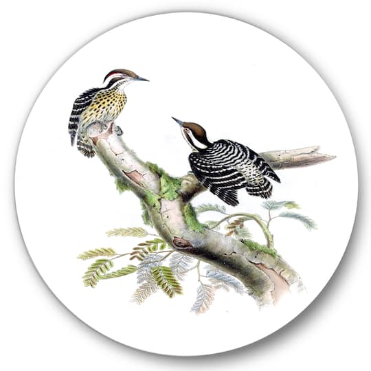 Designart - Vintage Birds In The Wild VIII - Traditional Metal Circle Wall Art